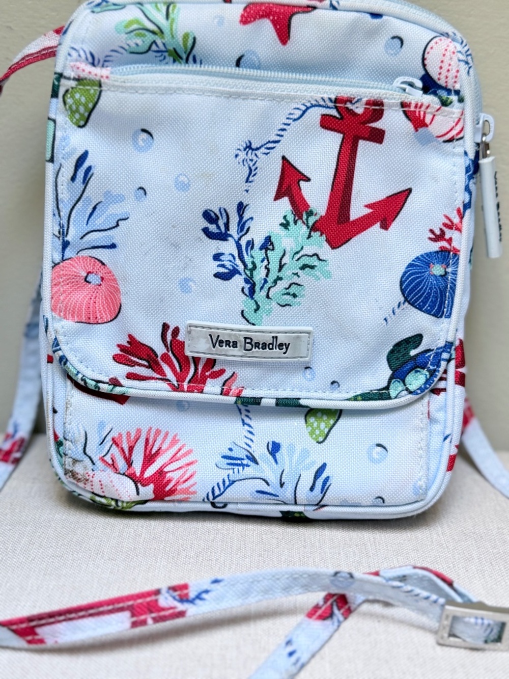 Vera Bradley Anchors Aweigh Retired Mini Hipster Crossbody Bag Purse